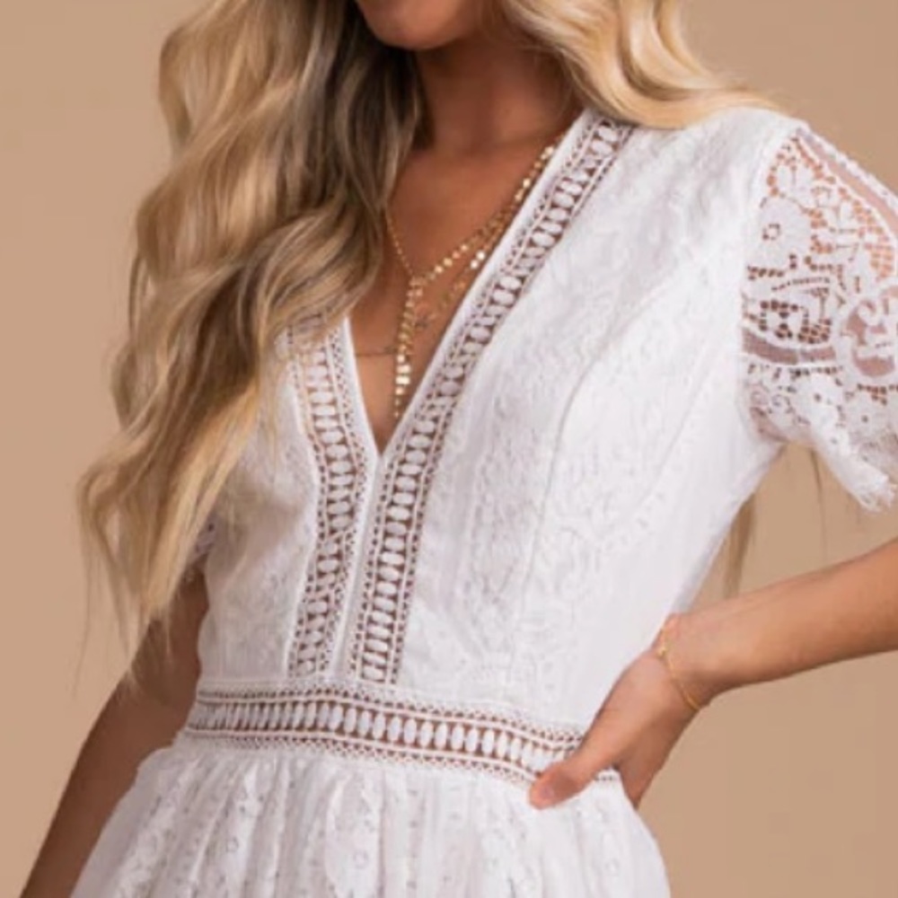 NEW White Lace Boho Short Sleeve Maxi Dress - Picture 7 of 14